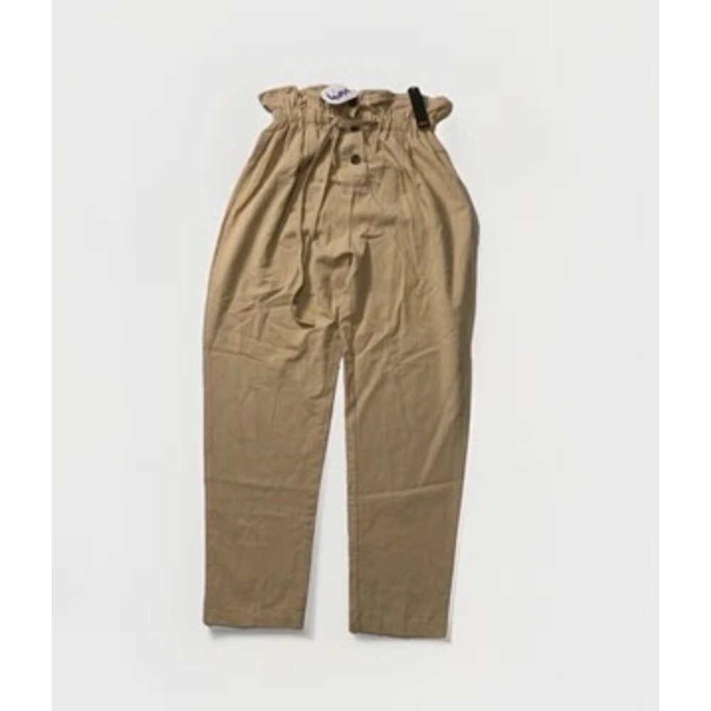 Akaiv Women’s NEW High Rise Khaki Paperbag Waist Belted Pants Size Medium /Large